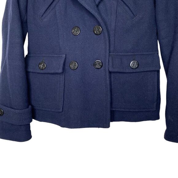 American Eagle Navy Pea Coat with Plaid Lining Warm cozy size Small - Picture 4 of 14